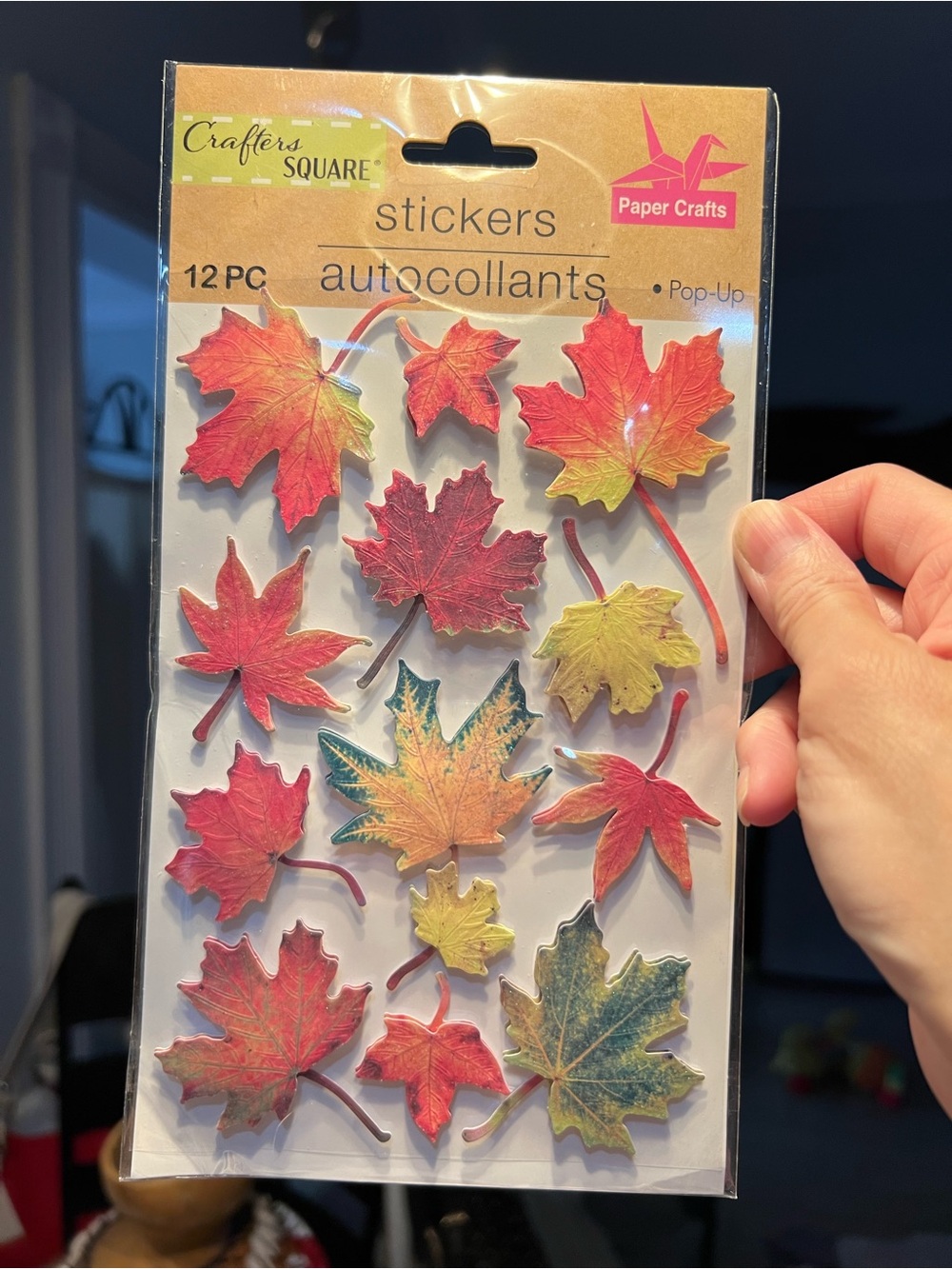 Crafter's Square Autumn Maple Leaf Stickers - Multicolor 3D